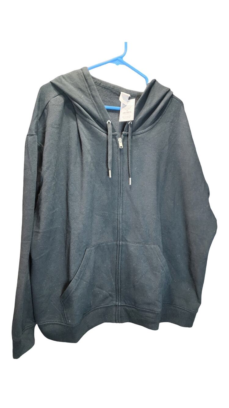 NWT Auden Women's Plus Size Fleece Zip-Up Hoodie Black 3X Loungewear Sweatshirt
